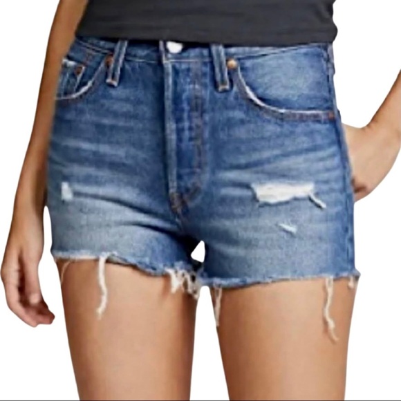 PAIGE Daryn Denim Shorts Izza Destructed Frayed Raw Hem Cut Offs - Picture 4 of 12